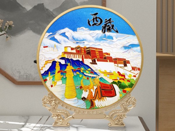 景泰蓝西藏城市风光印象艺术摆件